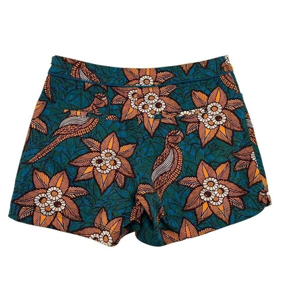 Elevenses Bird Of Paradise Shorts Womens Size 2 Teal and Marigold Floral Boho - Picture 3 of 8